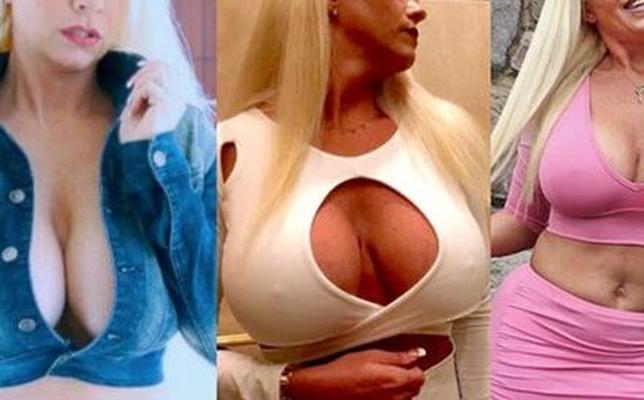 Rubia con grandes tetas en forma