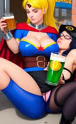 unsuspecting superheroines corrupted by alcohol