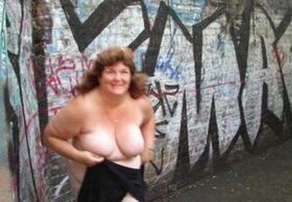 BBW granny Deb possing outside