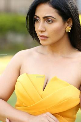 Nandini Rai – schöne indische Bollywood-Diva im gelben Kleid