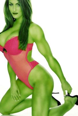 História de Lucy Pinder como She Hulk Smackdown (encontrada na web)