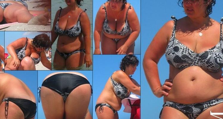 Gros seins lourds maman plage candide