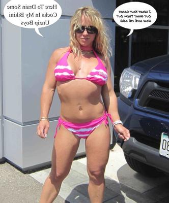 Chantal Gets The Sperm Out Pink String Bikini