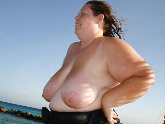 BBW Wife exposed on the beach