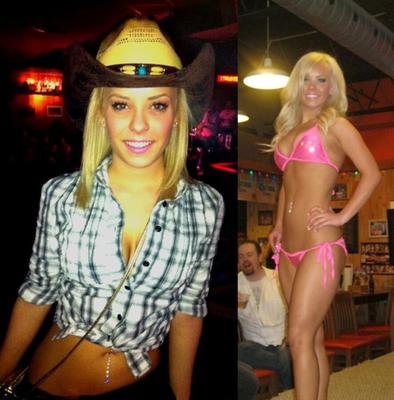 Nadine Speers Hooters Sutiã Buster Biquínis minúsculos