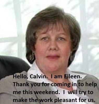 Eileen, weekend office work (captions added)