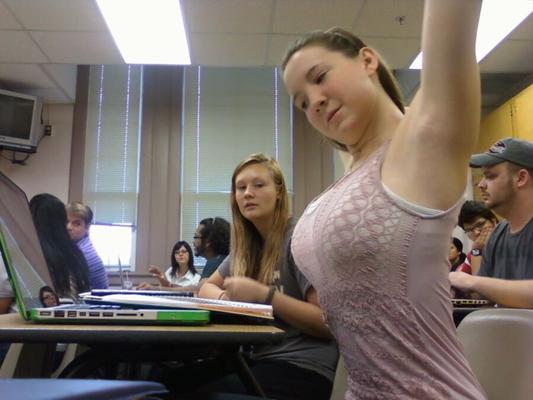 student with big boobs