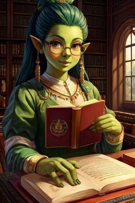 Busty Orc Female in the Library [AI Misc]